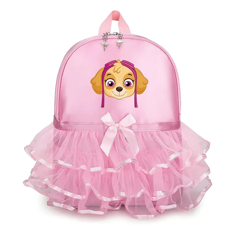 Paw Patrol Girl Lace Backpack Pink Skye Children Ballet Dance Bag Cute Bow Tie Kid Bagpack Trend Birthday Gift