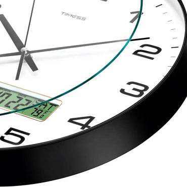 TIMESS Calendar Wall Clock,3 Sizes 4 Colors Optional with Calendar and Fahrenheit Temperature Display,battery Operated Minimalist Style Wall Clock for Living Room Bedroom Dining Study Office Decor