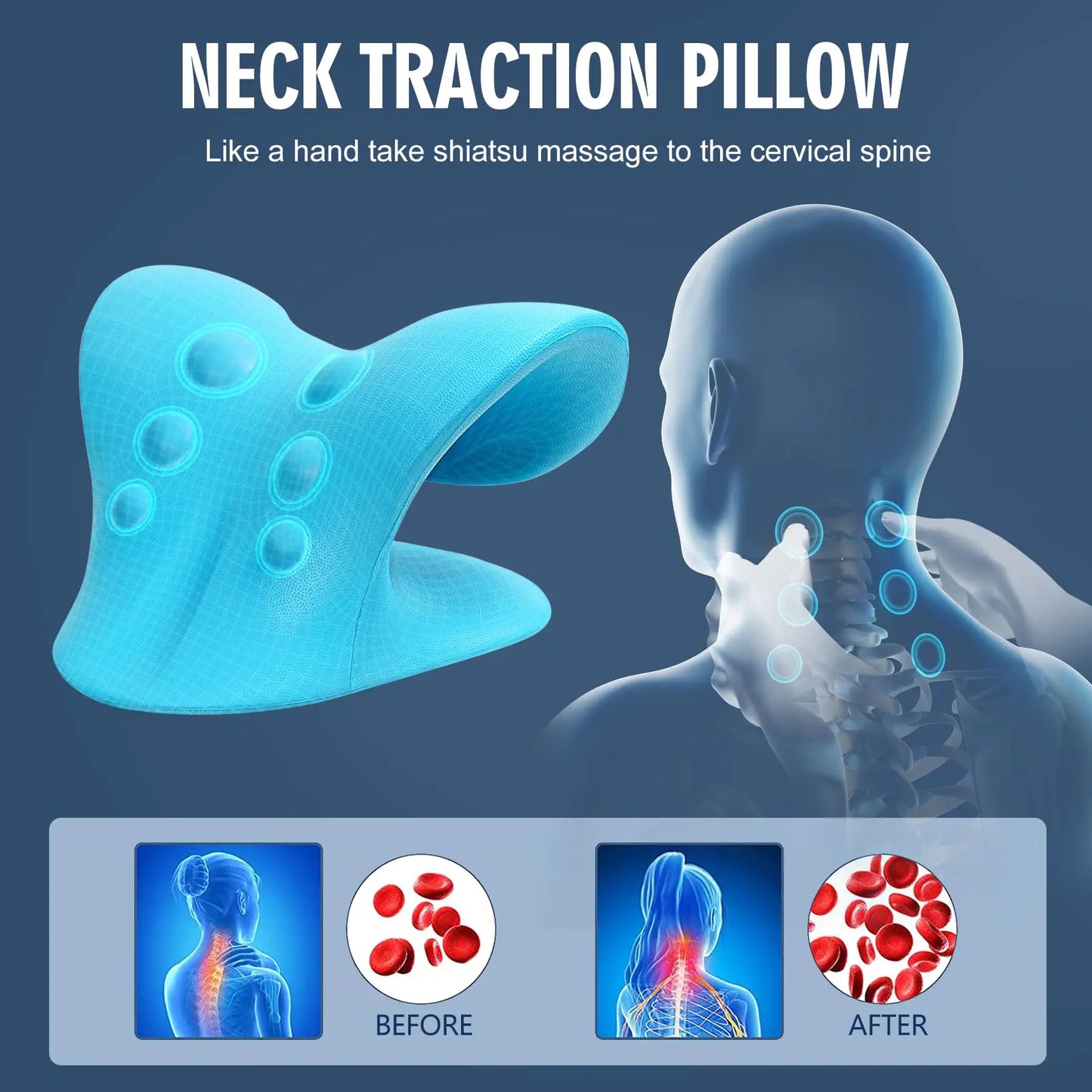 1Pcs Eva Neck and Shoulder Relaxer, Neck Relaxation and Cervical Spine Alignment, Chiropractic Pillow Neck Stretcher Massager
