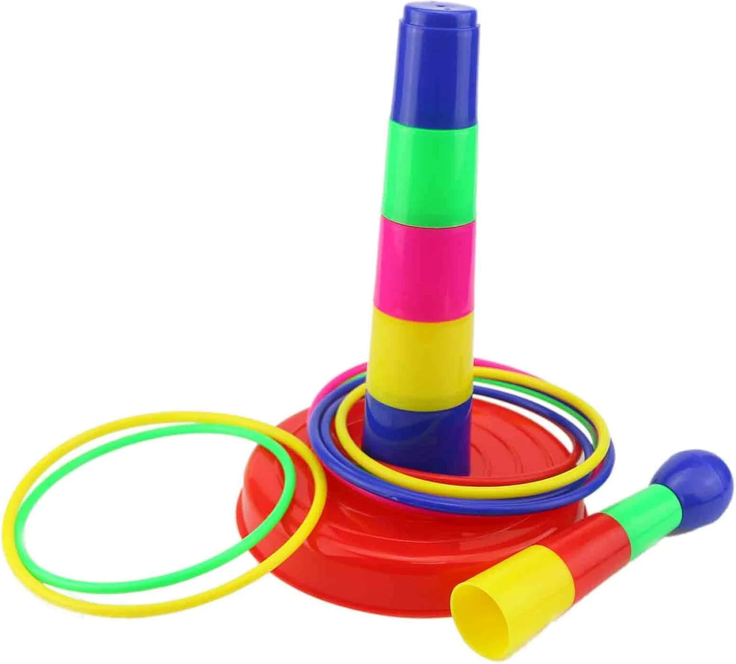 18" Colorful Plastic Sport Ring Toss Game Set for Kids