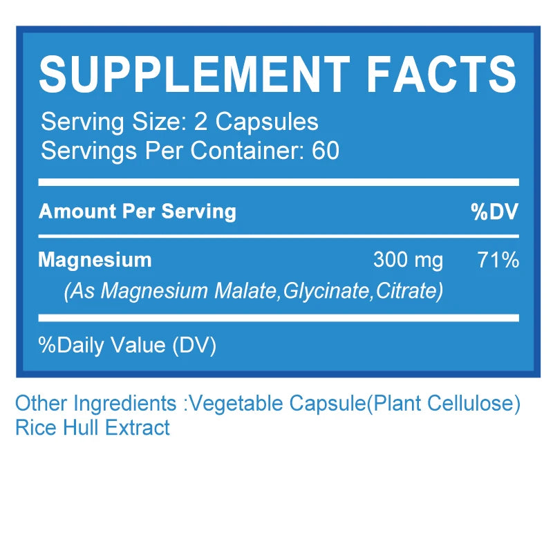 Triple Magnesium Complex - Supports Muscle, Bone, Cardiovascular and Nervous System Health - 120 Capsules