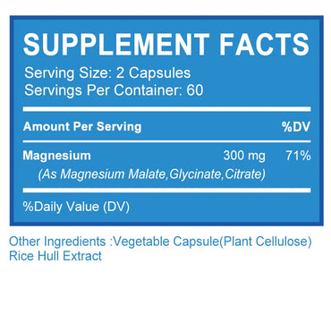 Triple Magnesium Complex - Supports Muscle, Bone, Cardiovascular and Nervous System Health - 120 Capsules