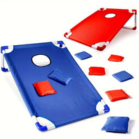 A Set of Red/Blue Portable Cornhole Game Set, Foldable and Durable, Summer Beach Bean Bag Toss Game, Suitable for Outdoor Party
