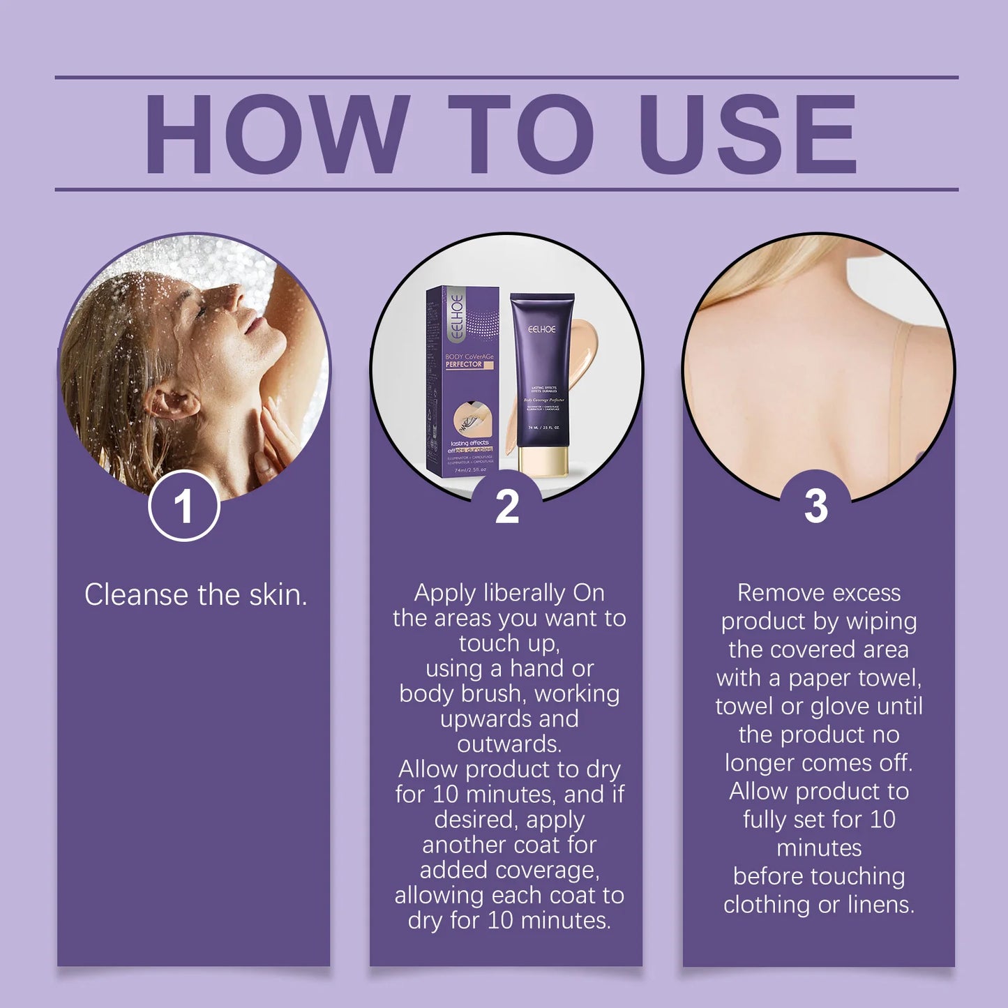 EELHOE 74mL Body Coverage Perfector, Even Skin Tone, Covering Tattoos, Universal For Face And Body, No Burden Makeup Effect