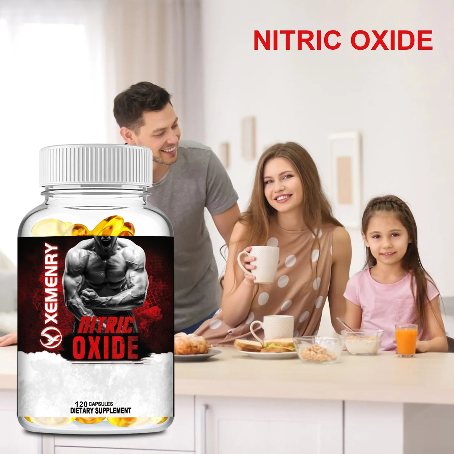 Nitric Oxide Supplement - Calcium, L-Arginine - Men's Health Supplement -120 Capsules