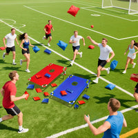 A Set of Red/Blue Portable Cornhole Game Set, Foldable and Durable, Summer Beach Bean Bag Toss Game, Suitable for Outdoor Party