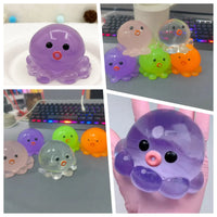 2Pcs Bubble Octopus Squishy Toy, Creative Stress Relief Fidget Toy for Kids (Purple)