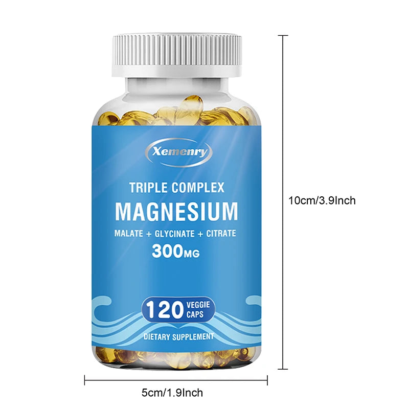 Triple Magnesium Complex - Supports Muscle, Bone, Cardiovascular and Nervous System Health - 120 Capsules