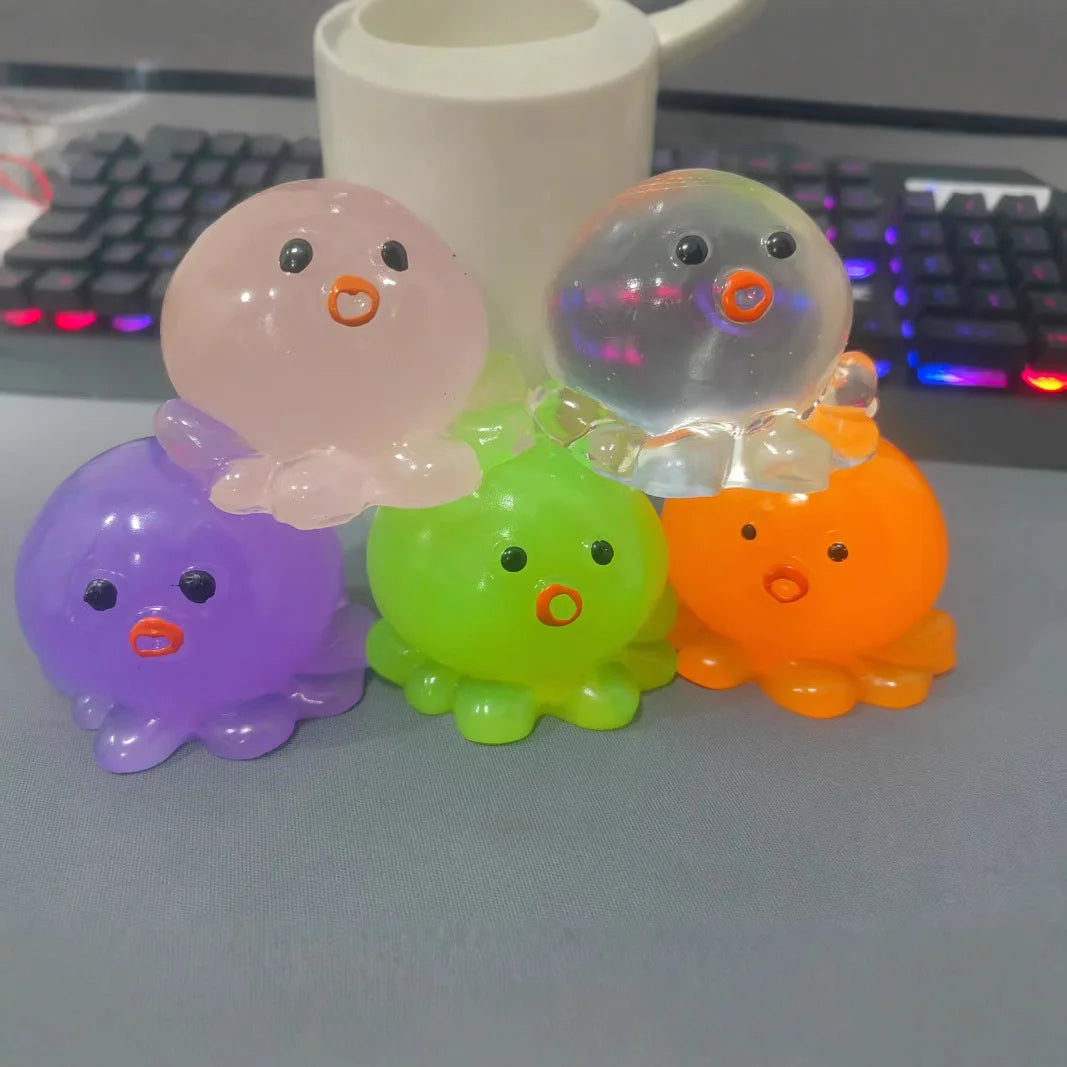 2Pcs Bubble Octopus Squishy Toy, Creative Stress Relief Fidget Toy for Kids (Purple)