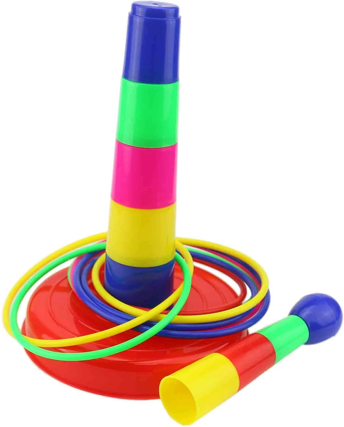 18" Colorful Plastic Sport Ring Toss Game Set for Kids