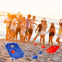 A Set of Red/Blue Portable Cornhole Game Set, Foldable and Durable, Summer Beach Bean Bag Toss Game, Suitable for Outdoor Party