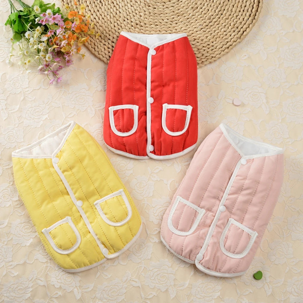 Pet Dog Coat Cotton Padded Puppy Vest Clothes for Small Medium Dogs Jacket with Pockets Coat French Bulldog Chihuahua Vest