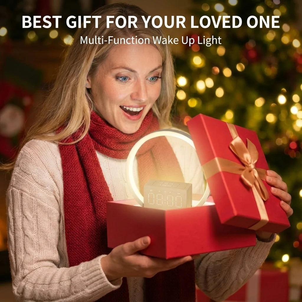 Digital Alarm Clock Sunrise Simulation Wake-up Light Bluetooth Speaker White Noise Machine Desk/Bedside Clock for Bedroom Office