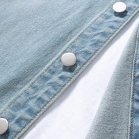 Vintage American-style men's versatile thin non-stretch denim loose-fitting shirt