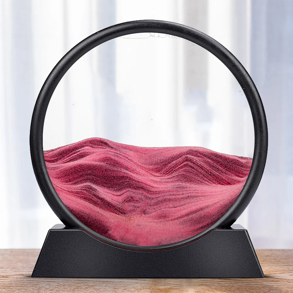 Moving Sand Art Picture Round Glass 3D Hourglass Deep Sea Sandscape In Motion Display Flowing Sand Frame 7/12inch For home Decor
