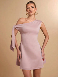 Women Asymmetric One-Shoulder A-Line Mini Dress Elegant Casual