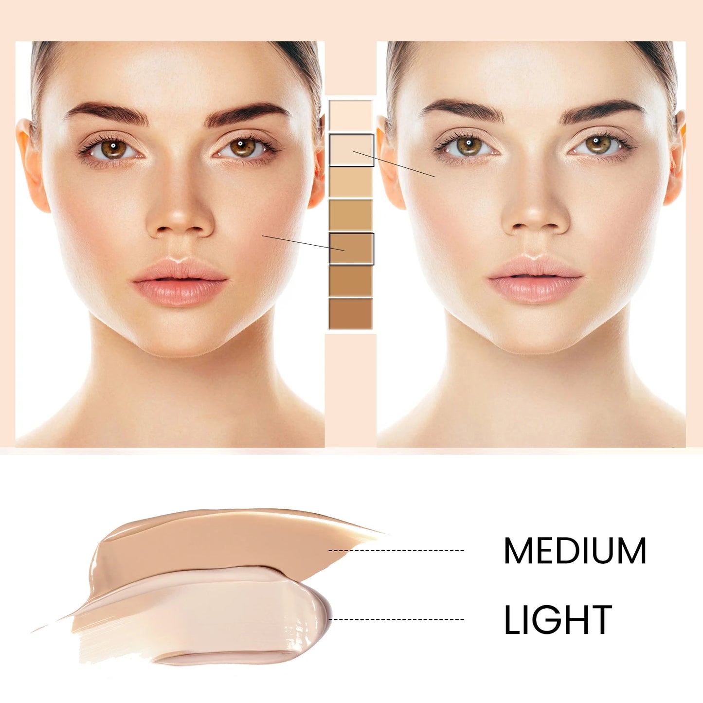 EELHOE CC Cream Waterproof Brightening Moisturizing Foundation Concealer Oil-Control Sunscreen SPF 50 Long Lasting Makeup Base