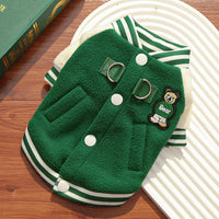Cozy Fleece Dog Jacket, Sporty Baseball Style Dog Clothes  for Everyday Comfort, Warm Puppy Clothes for Small Medium Breeds