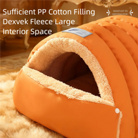 Winter warming semi-enclosed safety pet bed, thickened small dog bed, large space leather cat sleeping bag