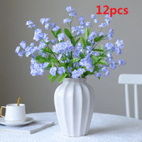 12PCS Artificial Flowers Plastic Forget-Me-Not Faux Bouquets DIY Home Decor Table Centerpiece Wedding Elegant Decoration