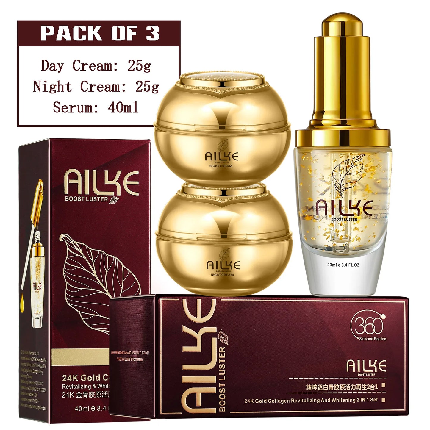 AILKE Whitening Dark Spots Remove Facial Skin Care Cream With Collagen, Reduce Freckles, Wrinkles, Women Premium Face Product