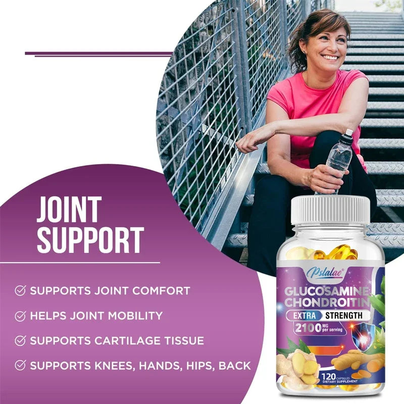 Glucosamine Chondroitin - with Turmeric, Boswellia, Quercetin - Supports Joint Health and Mobility - 120 Capsules