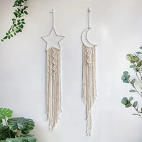 2pcs Star and Moon woven pendant Home decor Moon and Star Room pendant Bedroom pendant Christmas holiday gift