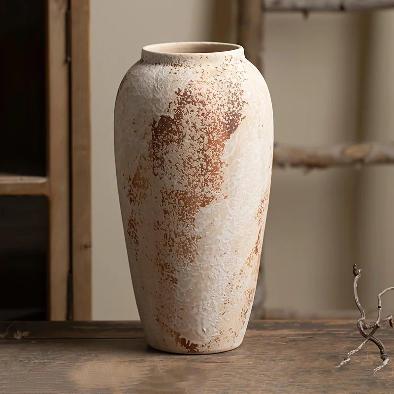 Elegant Retro White Speckled Ceramic Flower Pot - Exquisite Design Creates an Elegant Atmosphere, Suitable for Various Flowers, Unique Speckled Texture Adds Classical Beauty, Perfect for Decorating Home or Office Spaces