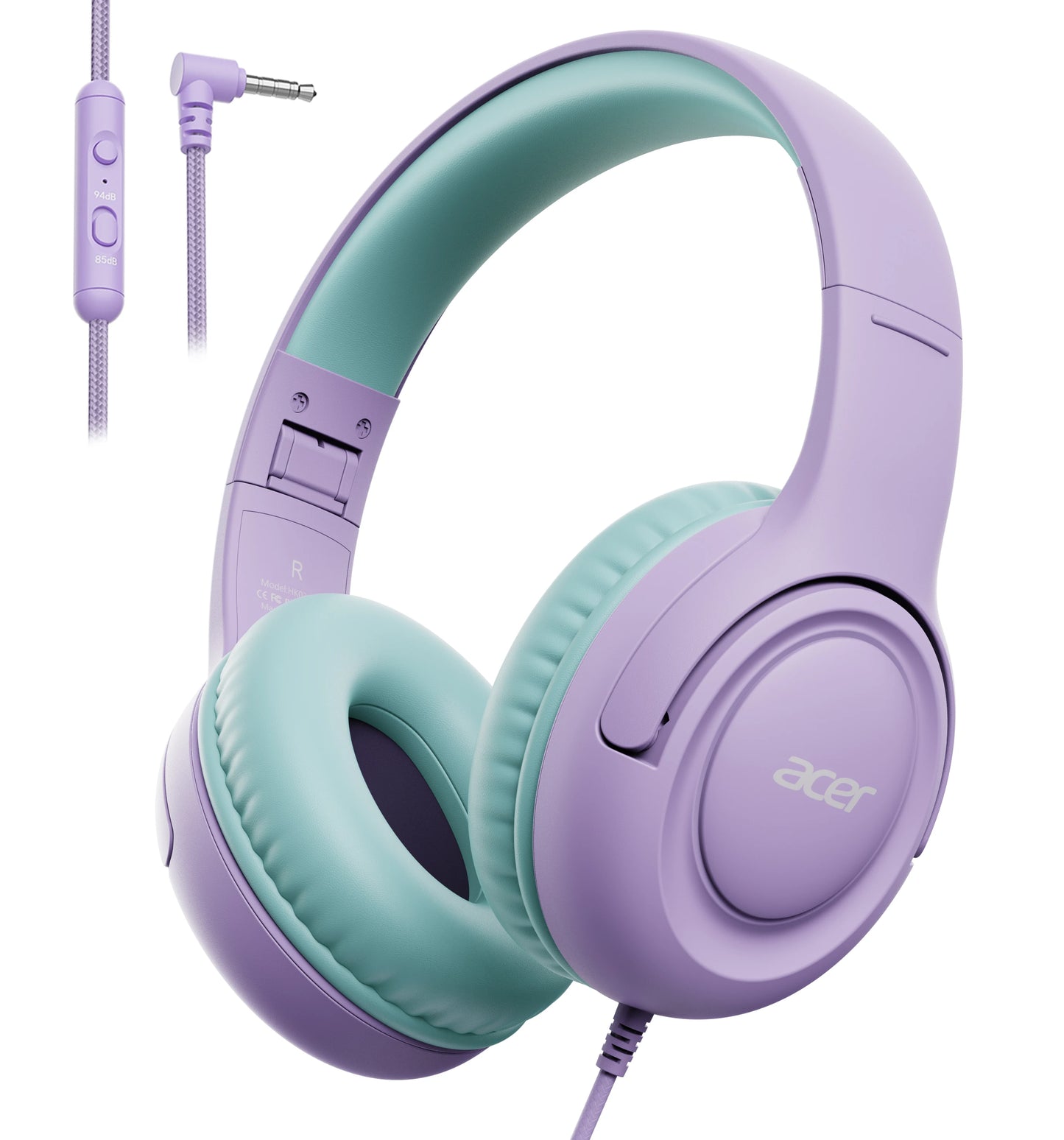 Acer Kids Headphones Wired for School 85/94dB Volume Limiter Foldable Stereo Sound Headset for Kids Learning Tablet IPad PC