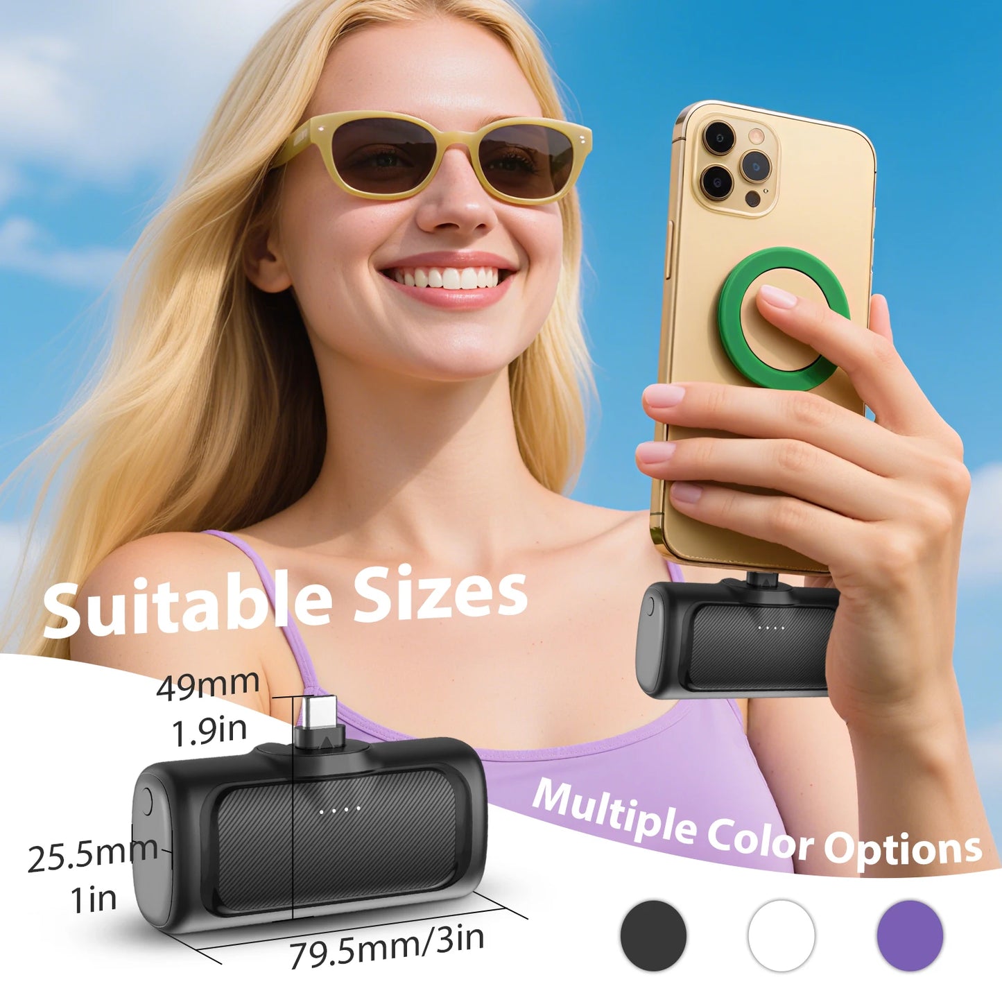 Mini Power Bank 22.5W Max 4000mAh Fast Charging Portable External Battery with Cables for Android iPhone 17 16 Samsung