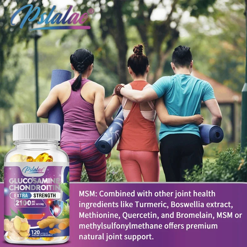 Glucosamine Chondroitin - with Turmeric, Boswellia, Quercetin - Supports Joint Health and Mobility - 120 Capsules