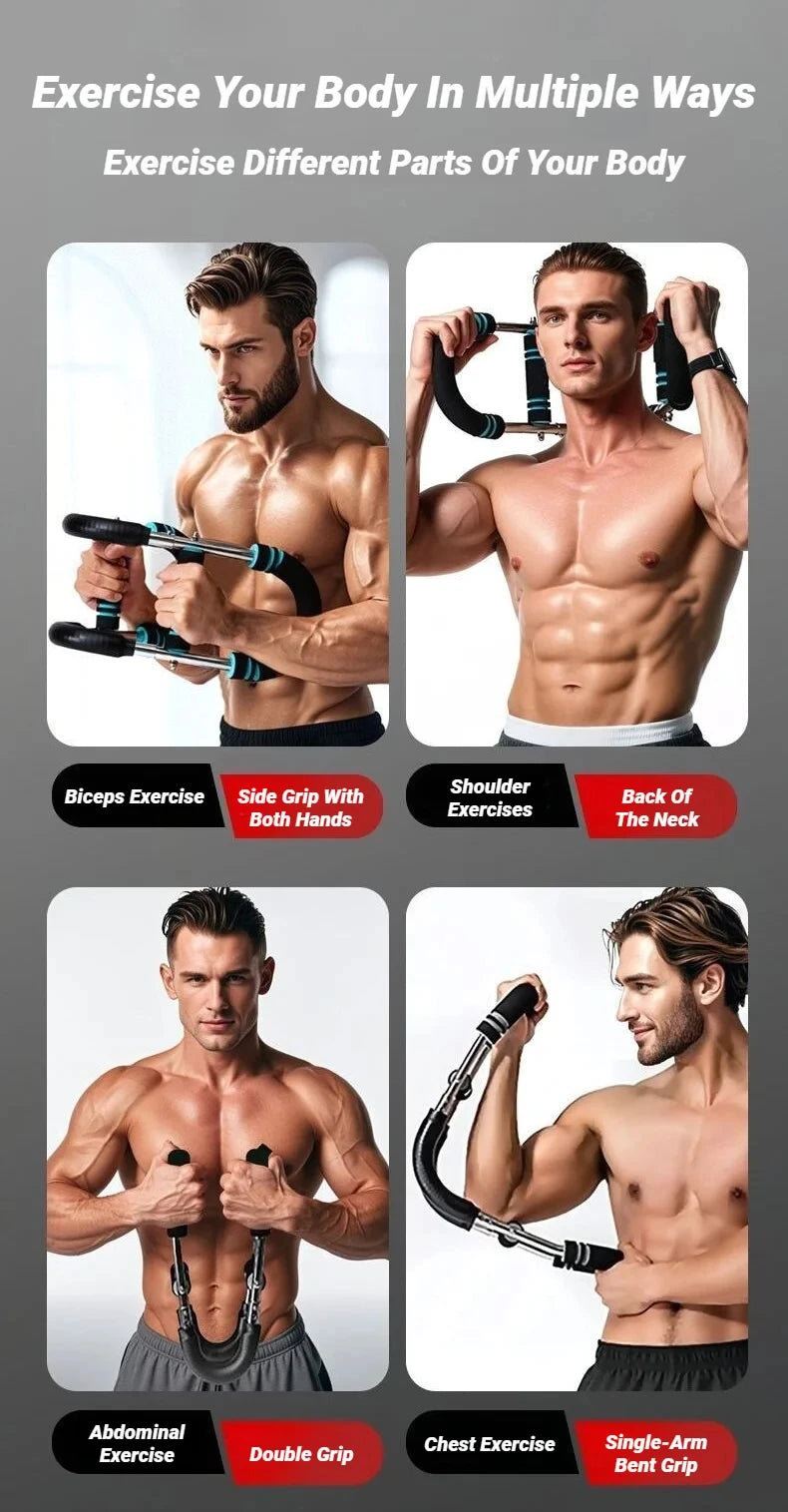 Adjustable U-Shaped Arm Exerciser With Foam Handle Spring Workout Bar Forearm Triceps Chest Expander Portable Fitness Equipment