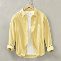 Mens long sleeve regular shirt Multi-color cotton plain shirt for Young men work tops Autumn men's clothing loose casual shirts