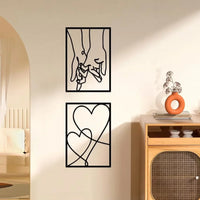Metal Minimalist Line Wall Art - Delightful Valentine's Day Kiss Hand. Aesthetic Modern Home Ornament and Stylish Hanging