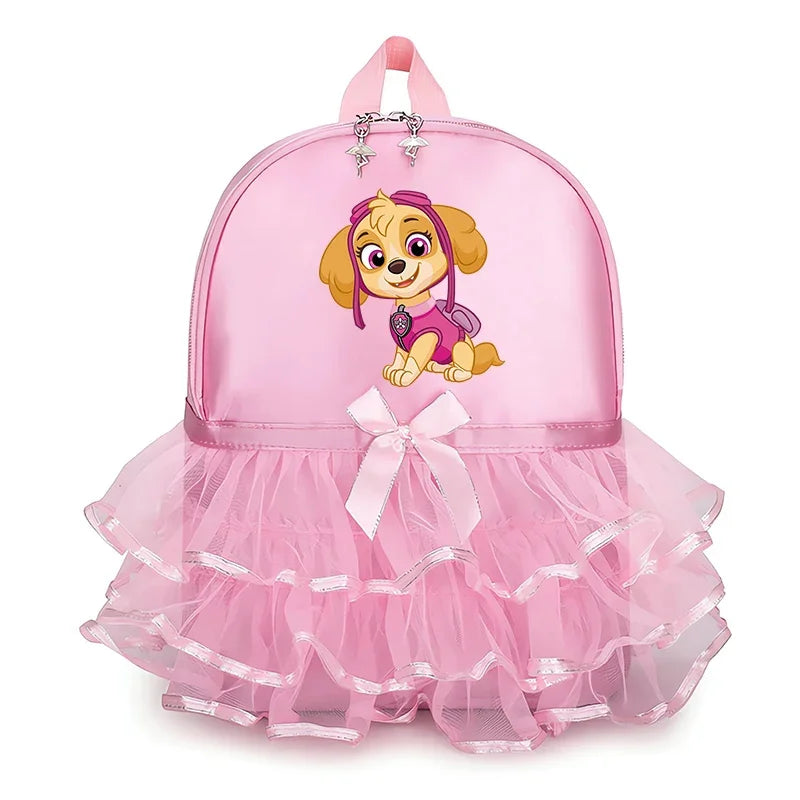 Paw Patrol Girl Lace Backpack Pink Skye Children Ballet Dance Bag Cute Bow Tie Kid Bagpack Trend Birthday Gift