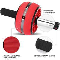 Ab Roller Wheel for Abdominal Core Strength Training Home Gym Fitness Equipment with Wider Design and Knee Pad Accessories Blac