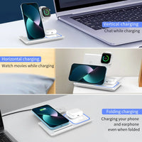 30W LED Fast Wireless Charger Stand 3 In 1 Foldable Charging Station,For IPhone/Apple Watch 9 8 7 6 5/Airpods Pro
