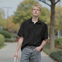 Men s Casual Short Sleeve T-Shirts with Vintage Distressed Texture and Stylish Button Lapel V Neck Design for Summer Wear