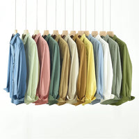 Mens long sleeve regular shirt Multi-color cotton plain shirt for Young men work tops Autumn men's clothing loose casual shirts