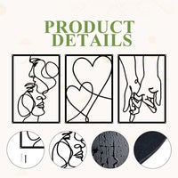 Metal Minimalist Line Wall Art - Delightful Valentine's Day Kiss Hand. Aesthetic Modern Home Ornament and Stylish Hanging