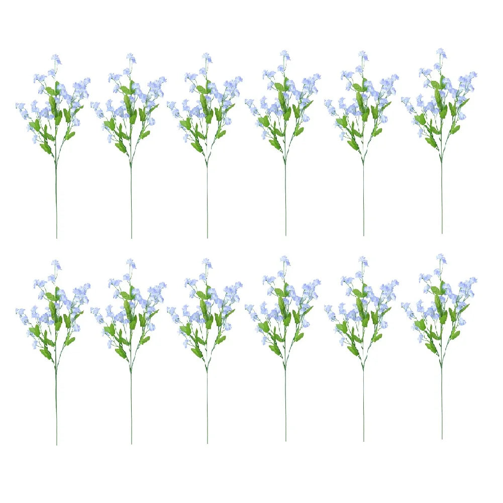12PCS Artificial Flowers Plastic Forget-Me-Not Faux Bouquets DIY Home Decor Table Centerpiece Wedding Elegant Decoration