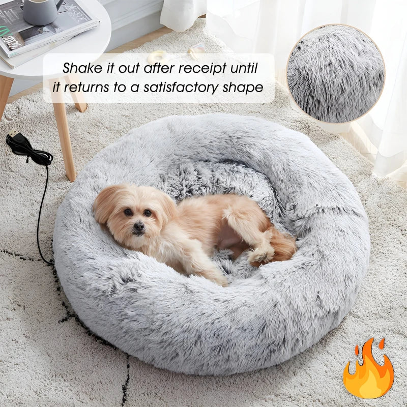 Winter Heated Constant Temperature Pet Bed 50CM Diameter Cat Bed Dog Bed USB Electric Blanket Small