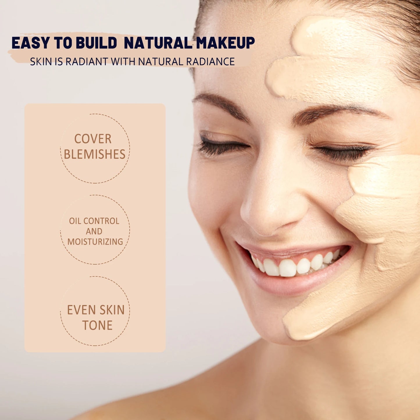 EELHOE CC Cream Waterproof Brightening Moisturizing Foundation Concealer Oil-Control Sunscreen SPF 50 Long Lasting Makeup Base