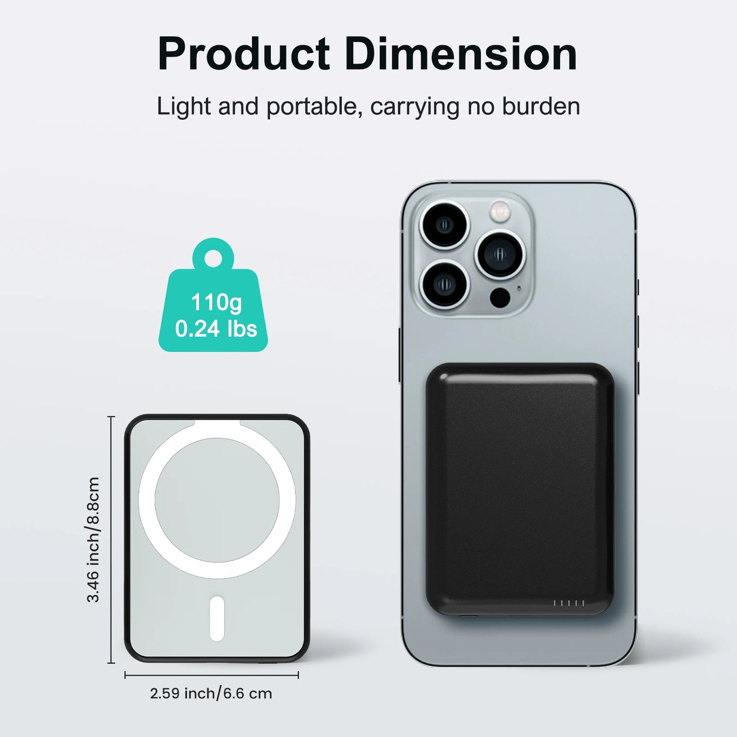 5000mAh Magnetic Power Bank Wireless Portable Charger 20W Fast Charging Output USB-C MagSafe  for iPhone16 15 14 Powerbank