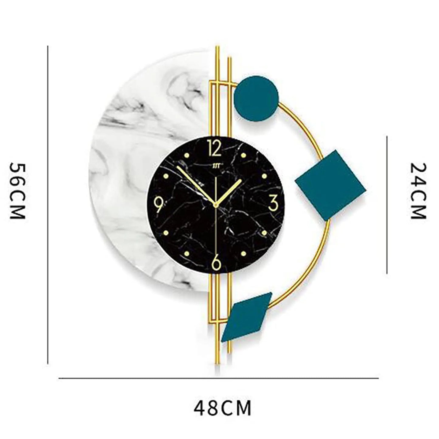 22" Marble Wall Clock Nordic Style Creative Luxury Wall Clock Silent Non-Ticking Silent Battery Operated Living Room Mid Century