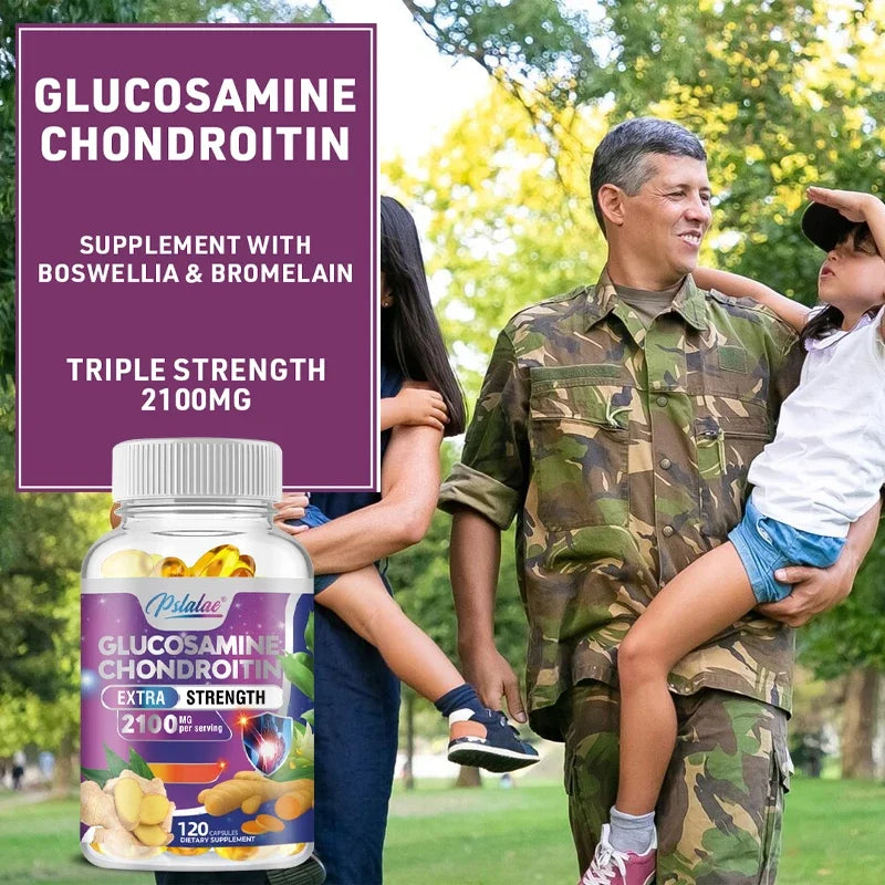 Glucosamine Chondroitin - with Turmeric, Boswellia, Quercetin - Supports Joint Health and Mobility - 120 Capsules