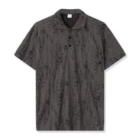 Men s Casual Short Sleeve T-Shirts with Vintage Distressed Texture and Stylish Button Lapel V Neck Design for Summer Wear
