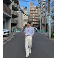 Oversized Men's Niche Striped Shirt, Spring&Autumn Fashion All-Matching Long Sleeve Shirt Coat, Korean Casual Unisex Outdoor