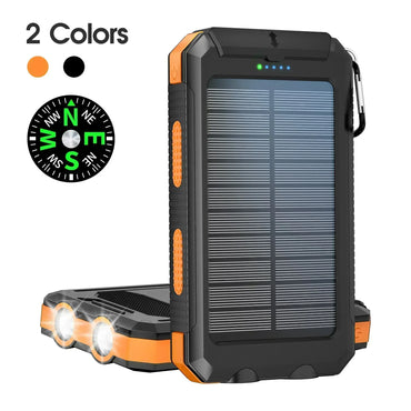 New Ready Stock Immediate Shipment 10000mAh Solar Power Bank Fast Charging Dual USB Outdoor Waterproof with Flashlight Compass