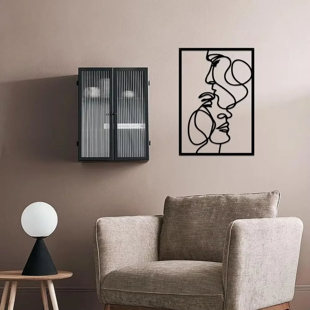 Metal Minimalist Line Wall Art - Delightful Valentine's Day Kiss Hand. Aesthetic Modern Home Ornament and Stylish Hanging